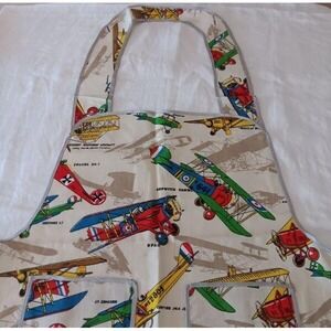Full Apron Vintage Printed Airplanes Cotton Barbeque Cooking Planes New